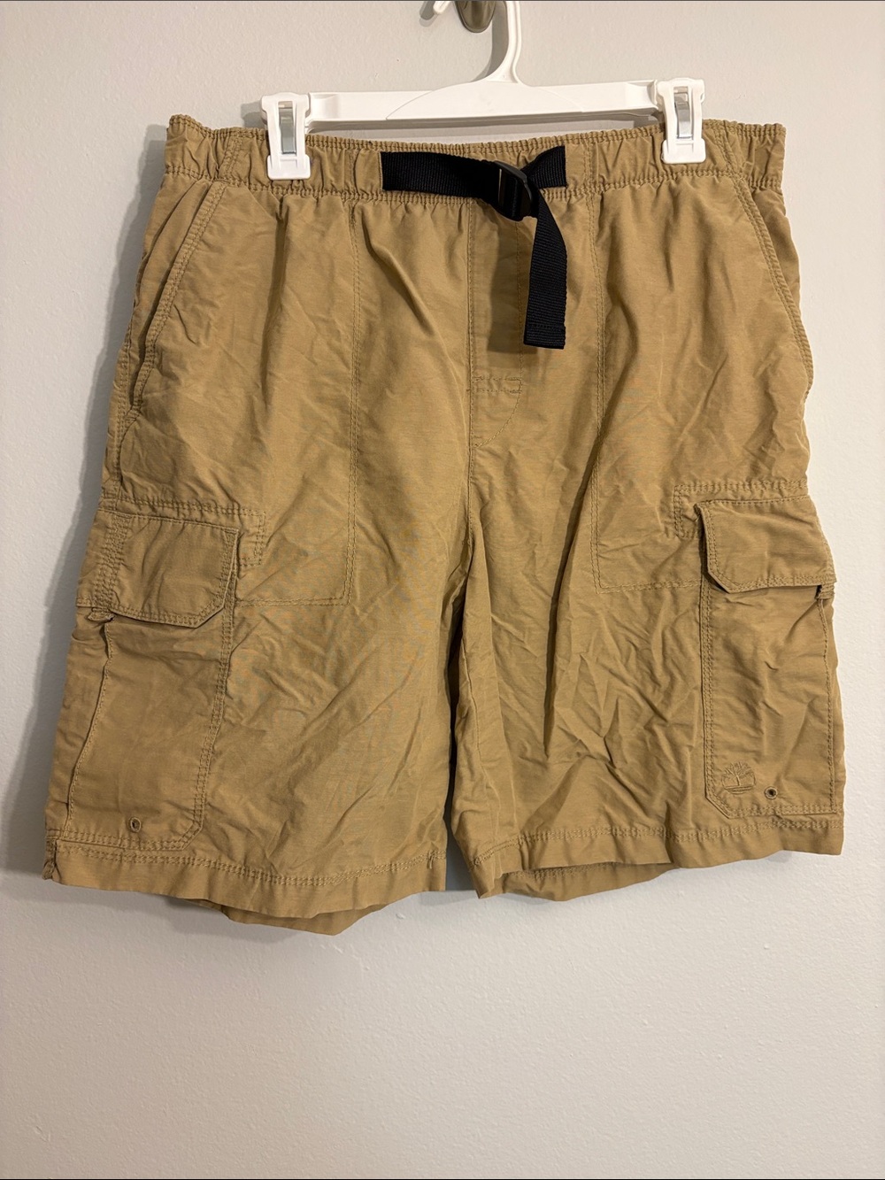 Timberland Tan Cargo Shorts lined board shorts with Black Belt